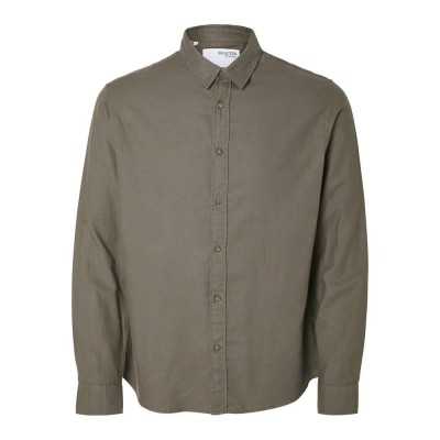 риза,с,дълъг,ръкав,мъжки,ризи,selected,slimowen,flannel,long,sleeve,shirt,green,(morel,detail,solid)