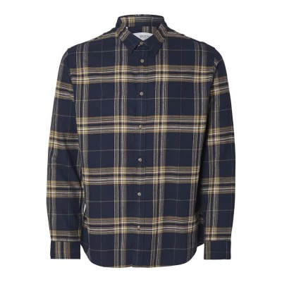 риза,с,дълъг,ръкав,мъжки,ризи,selected,slimowen,flannel,long,sleeve,shirt,blue