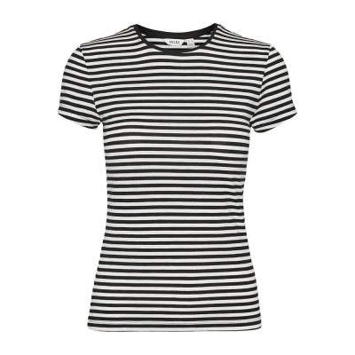 тениска,дамски,тениски,vero,moda,ines,fiona,short,sleeve,t,shirt,black,stripes,snow,white,(multicolor)