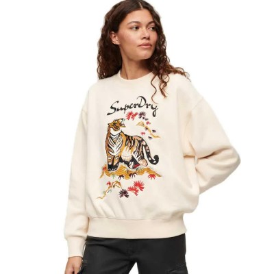 блуза,дамски,блузи,superdry,suika,embroidered,loose,sweatshirt,beige