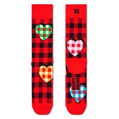 чорапи,мъжки,чорапи,happy,socks,checked,heart,half,long,socks,red