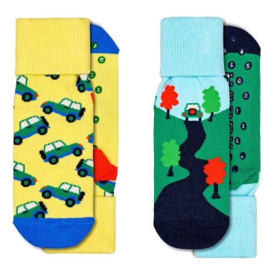 чорапи,детски,чорапи,happy,socks,into,the,wild,anti,slip,long,socks,2,pairs,yellow,(multicolor)