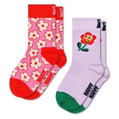 детски,чорапи,детски,чорапи,happy,socks,kids,flowerss,half,long,socks,2,pairs,pink,(multicolor)
