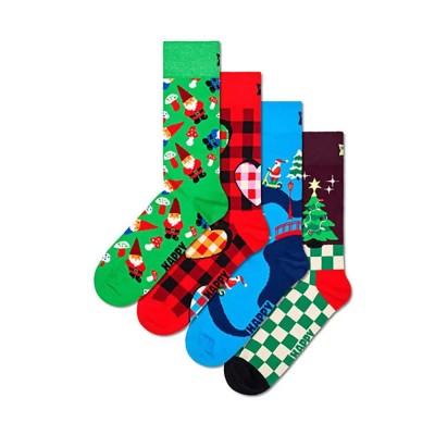 чорапи,мъжки,чорапи,happy,socks,santa´s,workshops,gift,set,half,long,socks,4,pairs,multicolor,(green)
