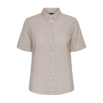 риза,с,къс,ръкав,дамски,блузи,дамски,ризи,pieces,sally,short,sleeve,shirt,beige,(nomad,stripes,cloud,dancer)