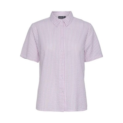 риза,с,къс,ръкав,дамски,блузи,дамски,ризи,pieces,sally,short,sleeve,shirt,pastel,lavender,stripes,cloud,dancer,(purple)