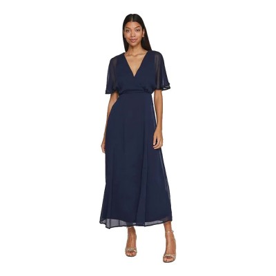 рокля,дамски,поли,и,рокли,vila,rilla,v,short,sleeve,long,dress,blue