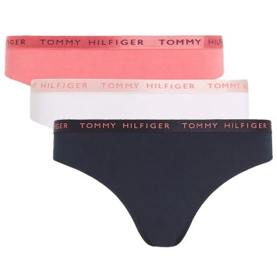 дамско,бельо,дамски,бикини,и,танкини,tommy,hilfiger,shiny,waistband,thong,3,units,multicolor,(pink,dawn,desert,sky,starlight)