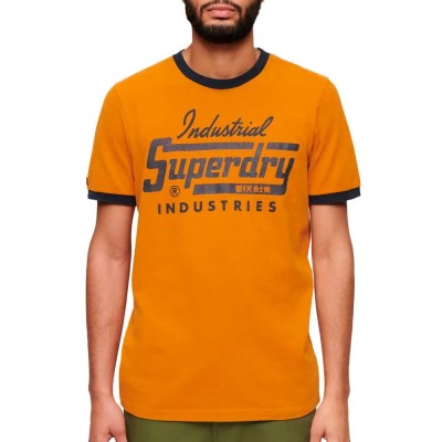 тениска,мъжки,тениски,superdry,ac,ringer,workwear,graphic,short,sleeve,t,shirt,heritage,ochre,brown,eclipse,navy,(yellow)