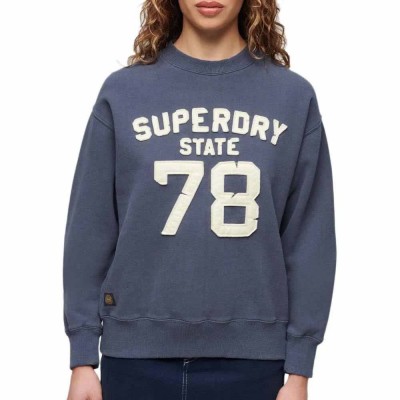 блуза,дамски,блузи,superdry,applique,athletic,loose,sweatshirt,blue,(montauk,navy)