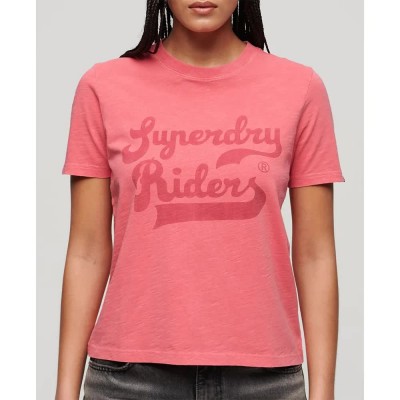 тениска,дамски,тениски,superdry,archive,kiss,print,relaxed,short,sleeve,t,shirt,coral,slub,(pink)