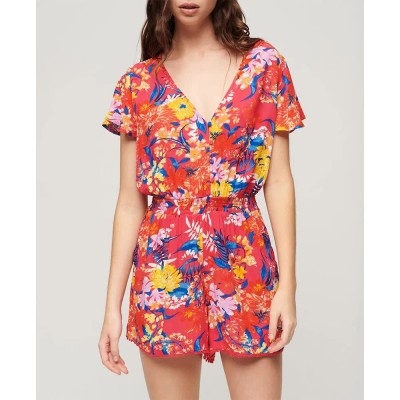рокля,дамски,поли,и,рокли,superdry,beach,playsuit,short,sleeve,short,dress,multicolor,(pink,anenome)