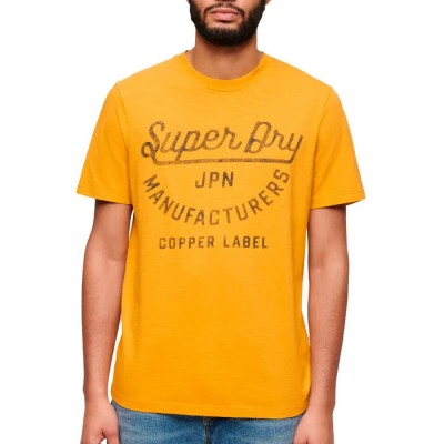 тениска,мъжки,тениски,superdry,copper,label,script,short,sleeve,t,shirt,pigment,yellow,slub,(yellow)
