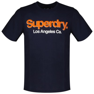 тениска,мъжки,тениски,superdry,core,logo,classic,washed,short,sleeve,t,shirt,navy,marl,(blue)