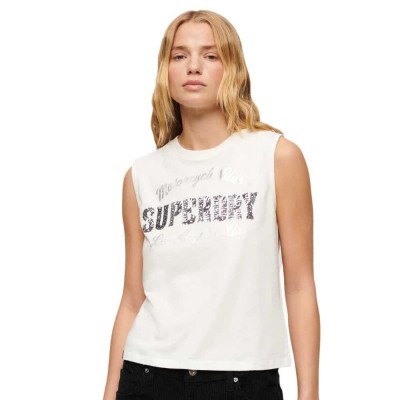 тениска,дамски,тениски,superdry,embellish,archive,fitted,sleeveless,t,shirt,ecru,(white)
