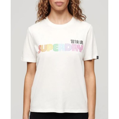 тениска,дамски,тениски,superdry,rainbow,logo,relaxed,short,sleeve,t,shirt,white