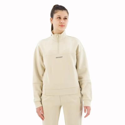 блуза,дамски,блузи,superdry,sport,tech,relaxed,half,half,zip,sweatshirt,pelican,beige,(beige)
