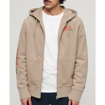 блуза,мъжки,пуловери,superdry,sportswear,logo,loose,full,zip,sweatshirt,beige