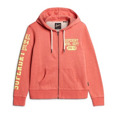 блуза,дамски,блузи,superdry,super,athletic,graphic,full,zip,sweatshirt,coral,red,marl,(orange)