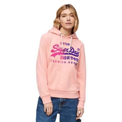 суичър,дамски,блузи,superdry,tonal,vl,graphic,hoodie,peach,pink,marl,(pink)