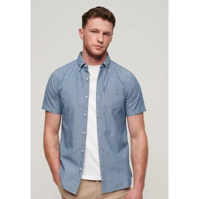 риза,с,къс,ръкав,мъжки,ризи,superdry,vintage,chambray,short,sleeve,shirt,blue
