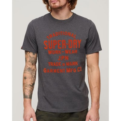 тениска,мъжки,тениски,superdry,workwear,flock,graphic,short,sleeve,t,shirt,granite,grey,marl,(grey)