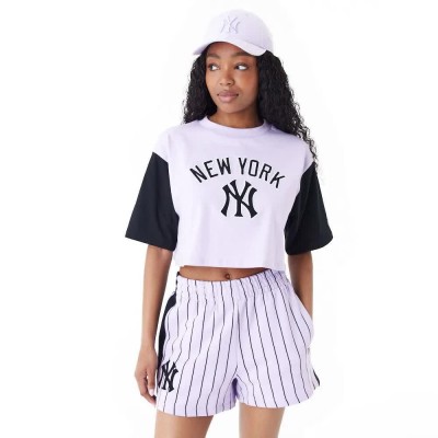 тениска,дамски,тениски,new,era,mlb,lifestyle,crop,new,york,yankees,short,sleeve,t,shirt,purple