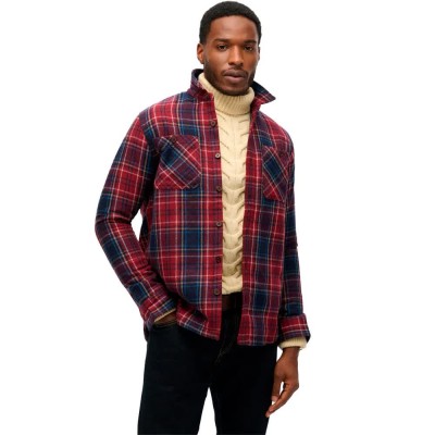 карирана,риза,мъжки,ризи,superdry,merchant,quilted,long,sleeve,shirt,red,(rhubarb,red,check)