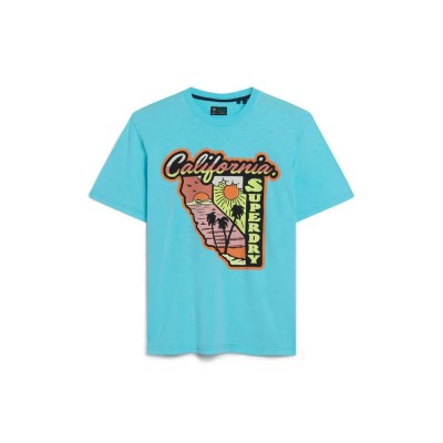 тениска,мъжки,тениски,superdry,neon,travel,graphic,loose,short,sleeve,t,shirt,kingfisher,blue,slub,(blue)