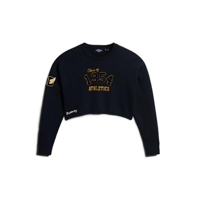 блуза,дамски,блузи,superdry,varsity,crop,crew,sweatshirt,blue