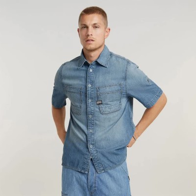 риза,с,къс,ръкав,мъжки,ризи,g,star,slanted,double,pocket,regular,short,sleeve,shirt,blue,(sun,faded,thames)