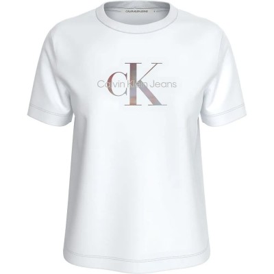 тениска,дамски,тениски,calvin,klein,jeans,diffused,monologo,short,sleeve,t,shirt,white