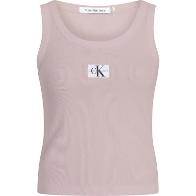 тениска,дамски,тениски,calvin,klein,jeans,woven,label,sleeveless,t,shirt,sepia,rose,(pink)