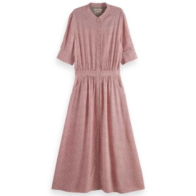 рокля,дамски,поли,и,рокли,scotch,&,soda,177252,short,sleeve,midi,dress,pink,(coral)