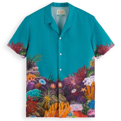 риза,с,къс,ръкав,мъжки,ризи,scotch,&,soda,placement,print,tencel,short,sleeve,shirt,multicolor