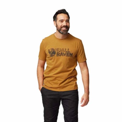 тениска,мъжки,тениски,fjällräven,lush,logo,short,sleeve,t,shirt,brown,(acorn)