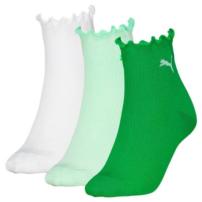 чорапи,дамски,чорапи,puma,ruffle,3,units,quarter,short,socks,3,pairs,green,white,combo,(multicolor)