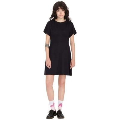 рокля,дамски,поли,и,рокли,volcom,surfpunk,short,sleeve,short,dress,black,(black)