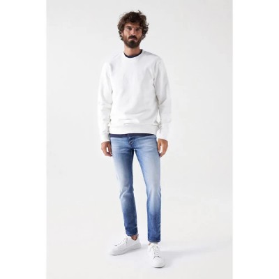 блуза,мъжки,пуловери,salsa,jeans,french,terry,with,peach,touc,sweater,white