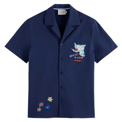 риза,с,къс,ръкав,мъжки,ризи,scotch,&,soda,placement,short,sleeve,shirt,blue
