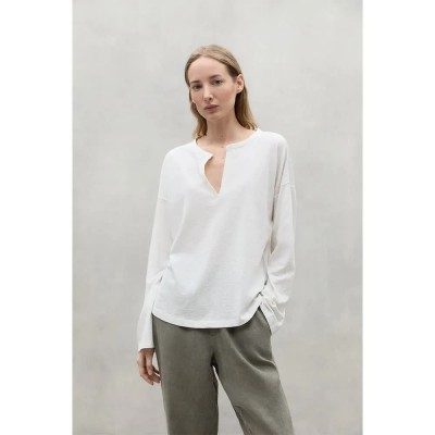 тениска,дамски,тениски,ecoalf,ronne,long,sleeve,v,neck,t,shirt,white