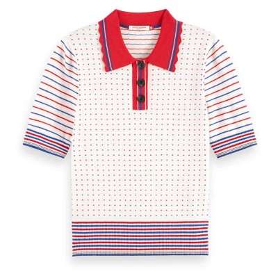 дамски,блузи,с,яка,scotch,&,soda,jacquard,short,sleeve,polo,white