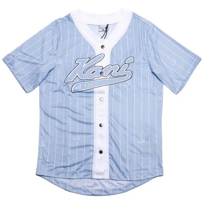 риза,с,къс,ръкав,мъжки,ризи,karl,kani,varsity,logo,pinstripe,baseball,short,sleeve,shirt,blue