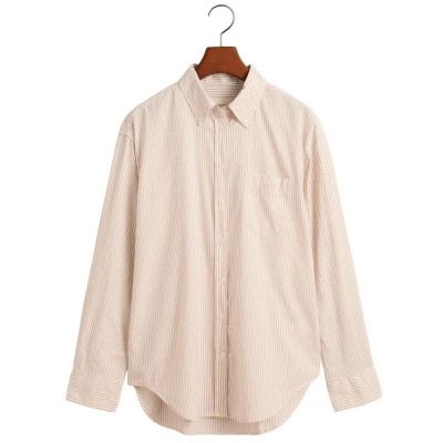 риза,с,дълъг,ръкав,дамски,блузи,дамски,ризи,gant,relaxed,fit,striped,luxury,oxford,long,sleeve,shirt,beige,(dry,sand)