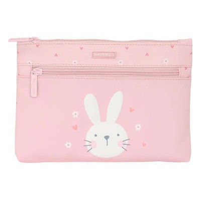 канцеларски,принадлежности,safta,with,two,big,cremalleras,easy,to,clean,preschool,bunny,pencil,case,pink,(multicolor)
