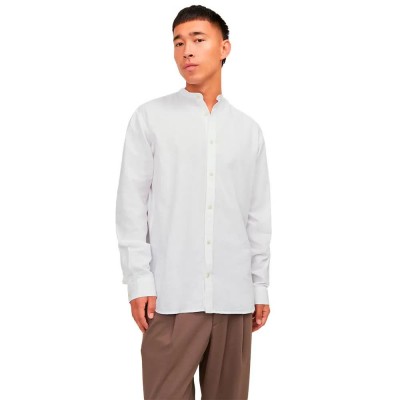риза,с,дълъг,ръкав,мъжки,ризи,jack,&,jones,summer,band,linen,long,sleeve,shirt,white