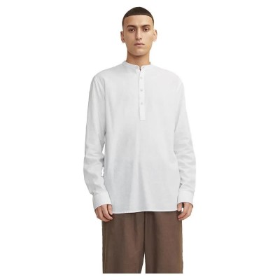 риза,с,дълъг,ръкав,мъжки,ризи,jack,&,jones,summer,half,placket,linen,long,sleeve,shirt,white,(white)