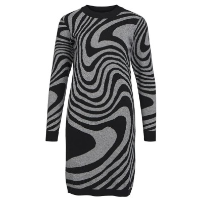 рокля,дамски,поли,и,рокли,object,ray,long,sleeve,dress,black,pattern,medium,grey,melange,zebra,(grey)
