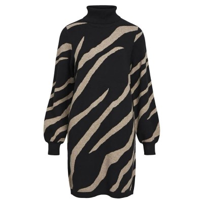 рокля,дамски,поли,и,рокли,object,ray,roll,long,sleeve,dress,black,pattern,desert,taupe,tiger,graphic,(black)