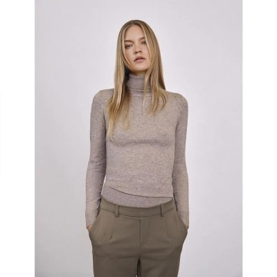 блуза,дамски,пуловери,дамски,плетени,дрехи,object,thess,high,neck,sweater,purple,(desert,taupe,detail,melange)